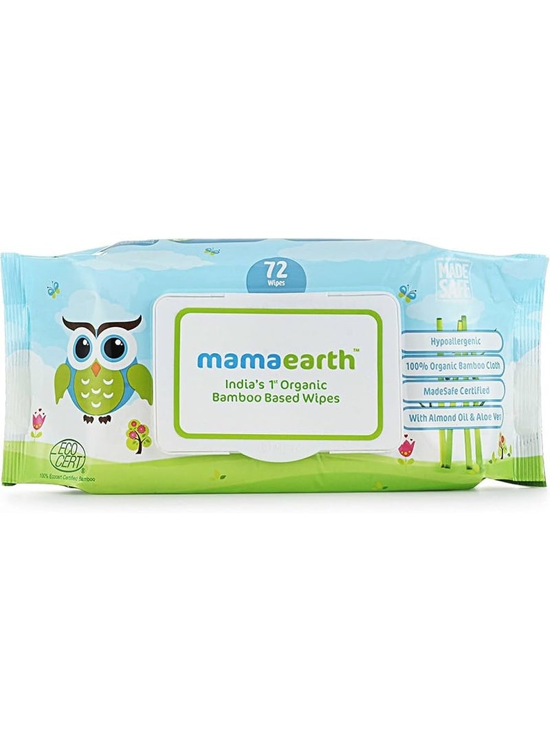 Mamaearth India's First Organic Bamboo Based Baby Wipes (72 Wipes) (Pack of 2) - Image 2